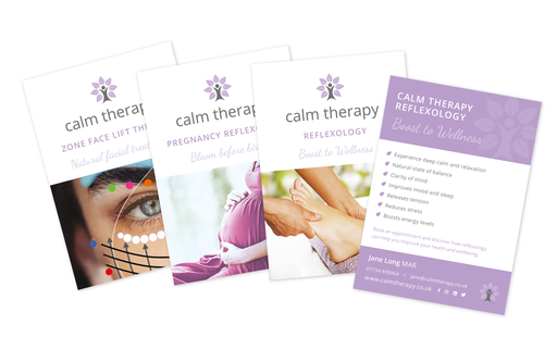 Calm Therapy Postcard Flyer design, Eastbourne Sussex